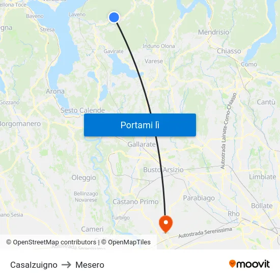 Casalzuigno to Mesero map