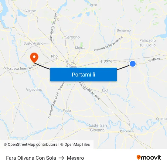 Fara Olivana Con Sola to Mesero map