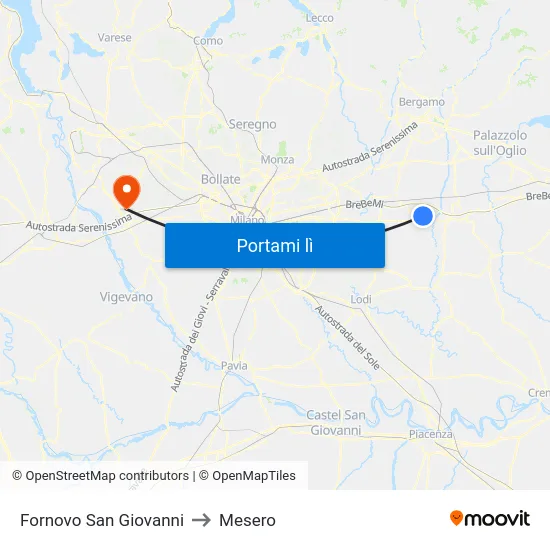 Fornovo San Giovanni to Mesero map