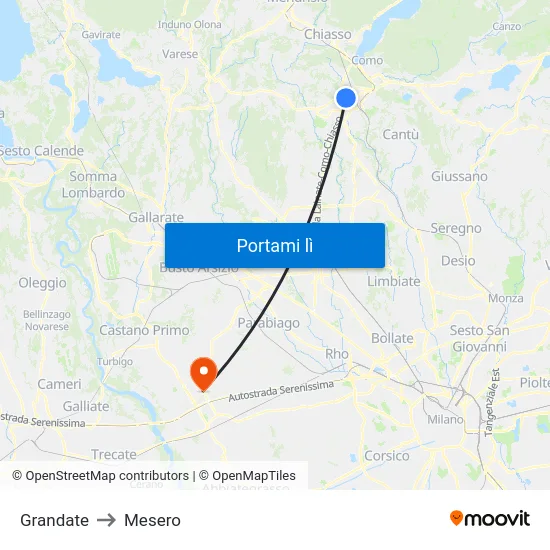 Grandate to Mesero map