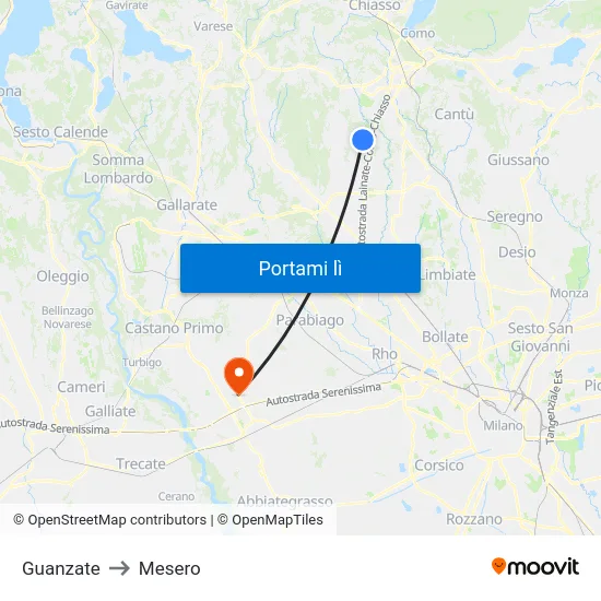 Guanzate to Mesero map