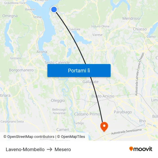 Laveno-Mombello to Mesero map