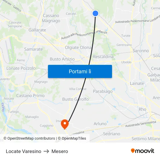 Locate Varesino to Mesero map