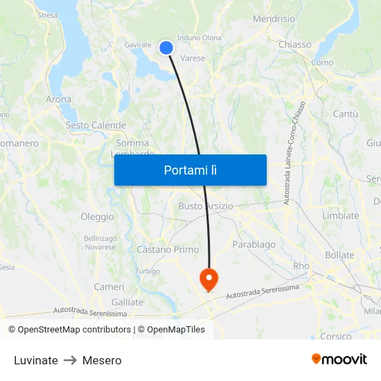 Luvinate to Mesero map