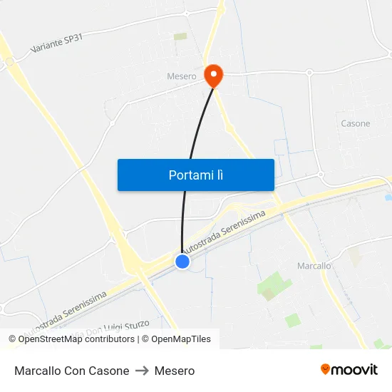 Marcallo Con Casone to Mesero map