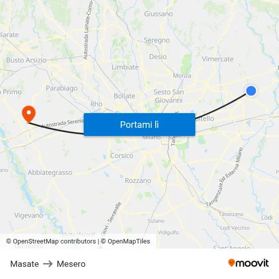 Masate to Mesero map