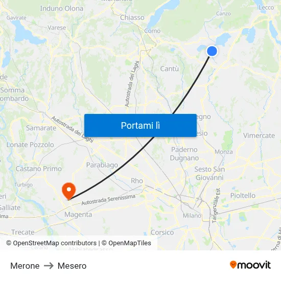 Merone to Mesero map