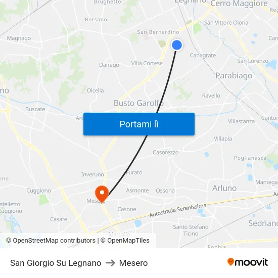 San Giorgio Su Legnano to Mesero map