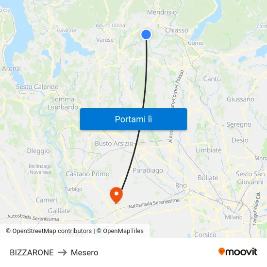 BIZZARONE to Mesero map