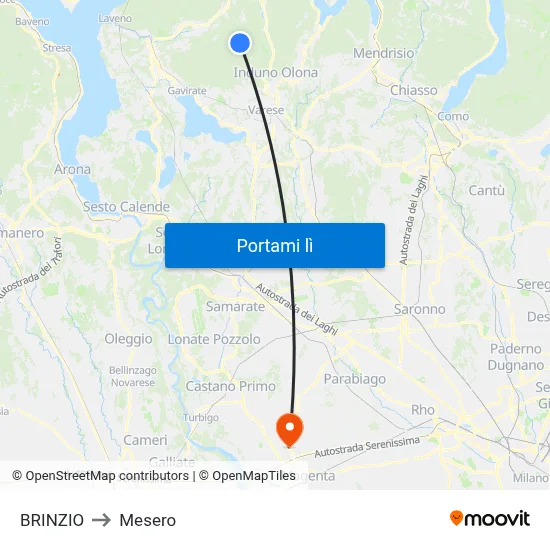 BRINZIO to Mesero map