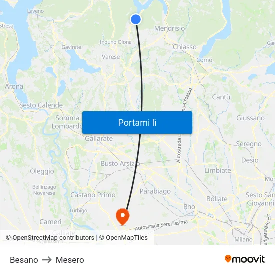 Besano to Mesero map