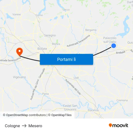 Cologne to Mesero map