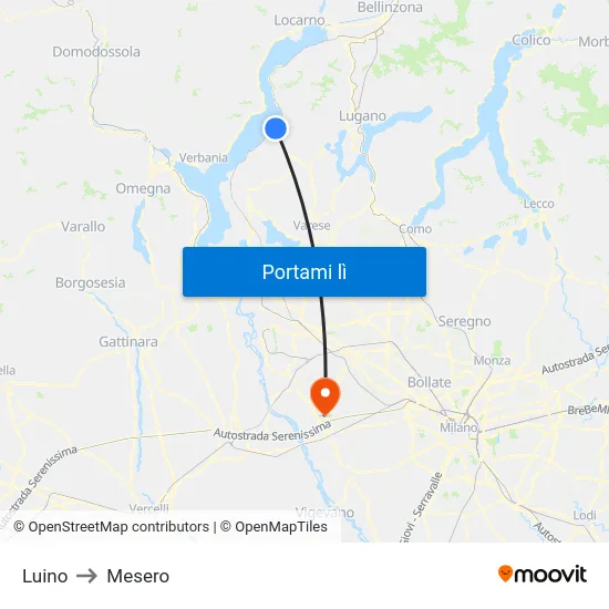 Luino to Mesero map