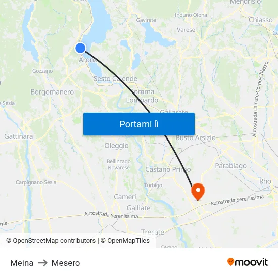 Meina to Mesero map