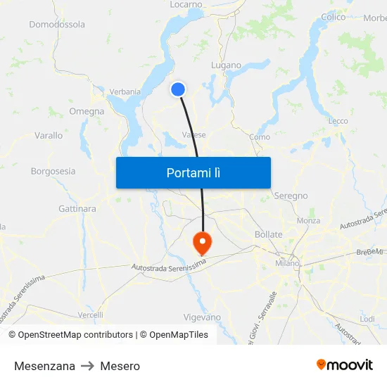 Mesenzana to Mesero map