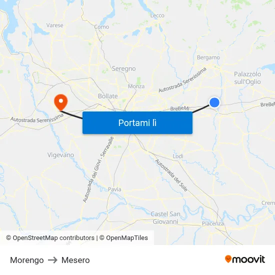 Morengo to Mesero map