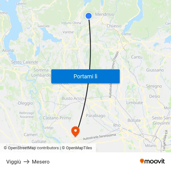 Viggiù to Mesero map