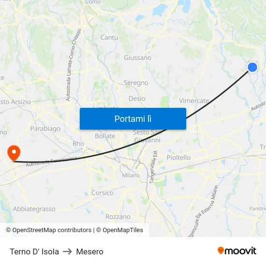 Terno D' Isola to Mesero map