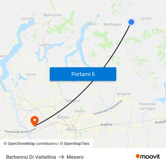 Berbenno Di Valtellina to Mesero map
