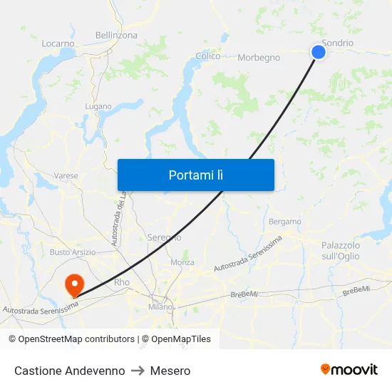Castione Andevenno to Mesero map