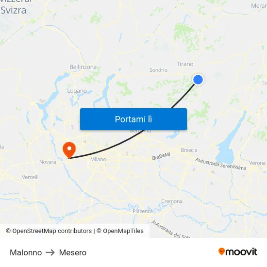 Malonno to Mesero map