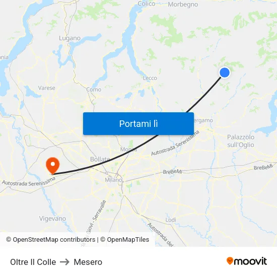 Oltre Il Colle to Mesero map