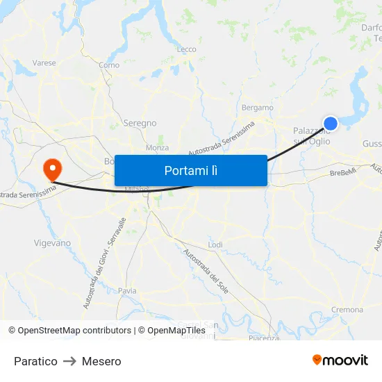 Paratico to Mesero map