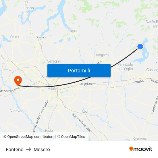 Fonteno to Mesero map