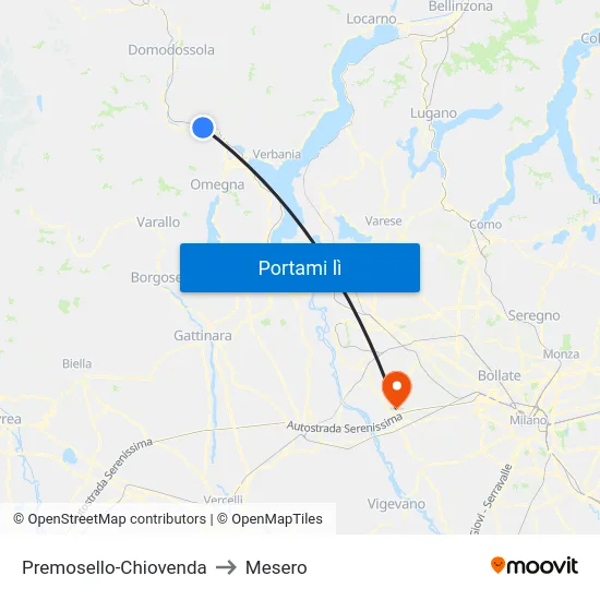 Premosello-Chiovenda to Mesero map