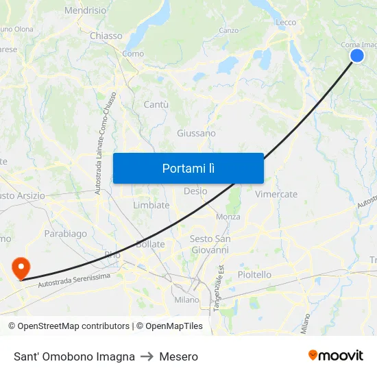 Sant' Omobono Imagna to Mesero map