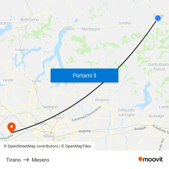 Tirano to Mesero map