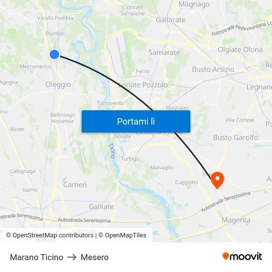 Marano Ticino to Mesero map