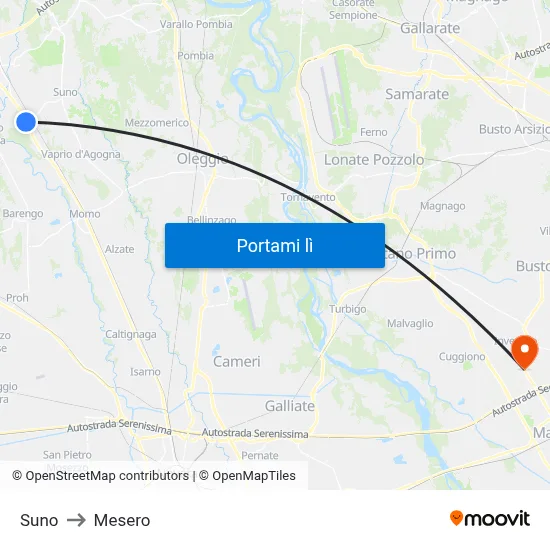 Suno to Mesero map