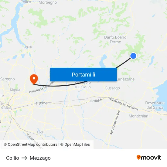 Collio to Mezzago map