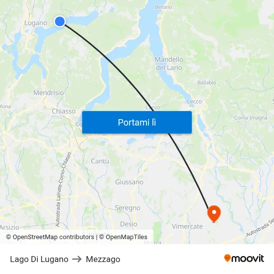 Lago Di Lugano to Mezzago map