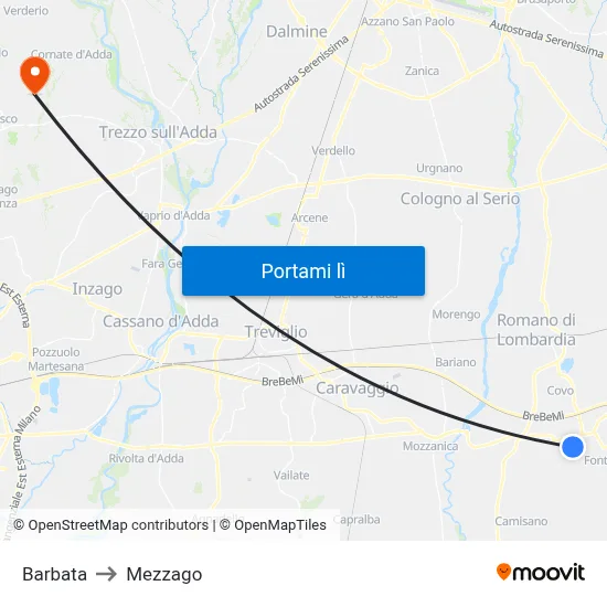 Barbata to Mezzago map