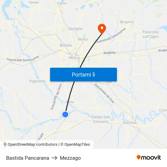 Bastida Pancarana to Mezzago map