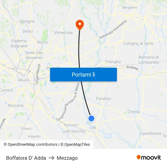 Boffalora D' Adda to Mezzago map