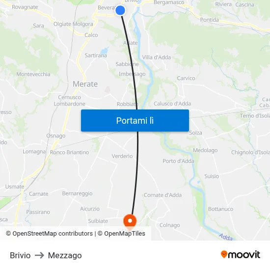 Brivio to Mezzago map