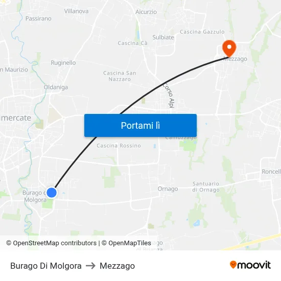 Burago Di Molgora to Mezzago map