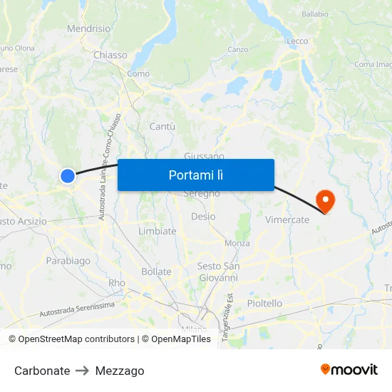 Carbonate to Mezzago map
