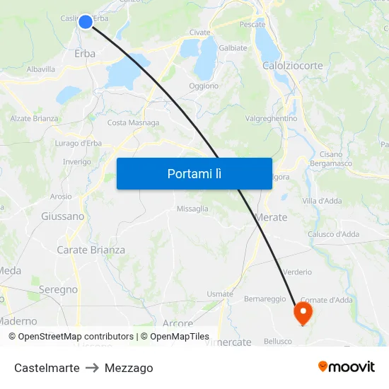 Castelmarte to Mezzago map