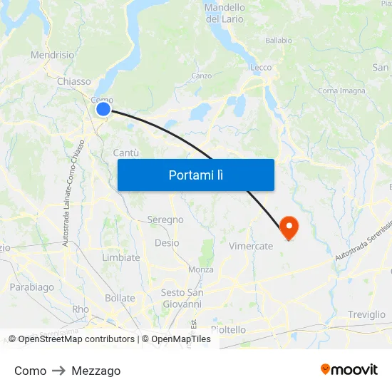 Como to Mezzago map