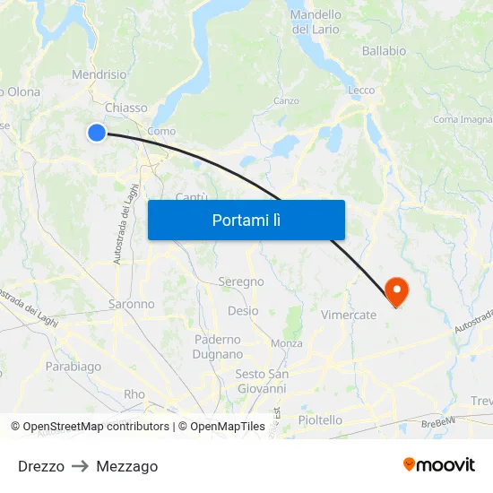 Drezzo to Mezzago map