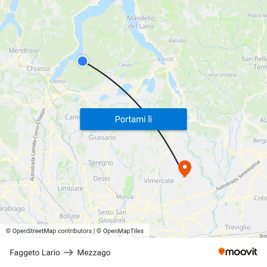 Faggeto Lario to Mezzago map