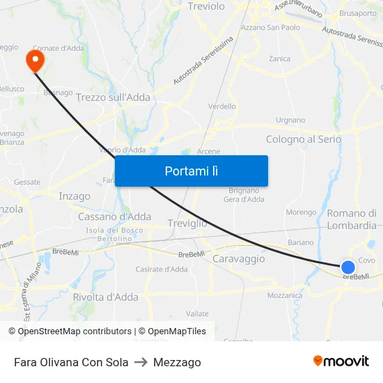 Fara Olivana Con Sola to Mezzago map