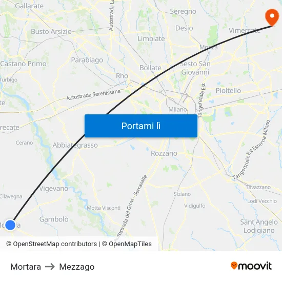 Mortara to Mezzago map