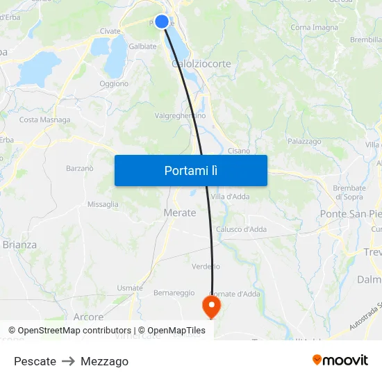 Pescate to Mezzago map