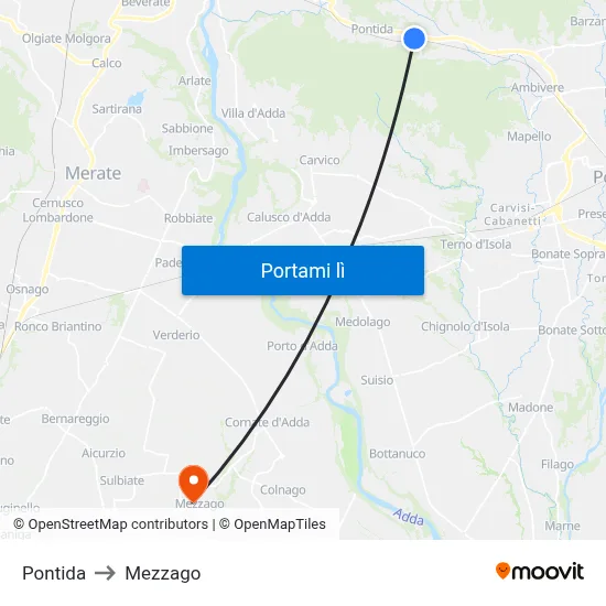 Pontida to Mezzago map