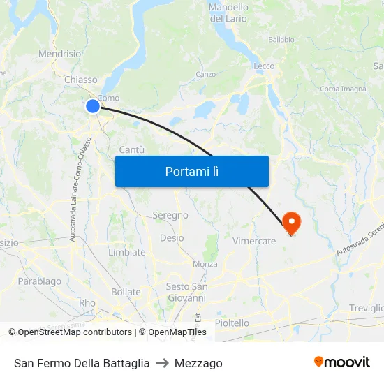 San Fermo Della Battaglia to Mezzago map
